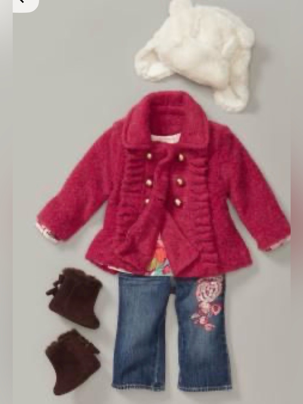 VTG Fancy Gap Coat Red Lined Girls Coat Jacket Mohair Blend Golden Buttons 6-12M